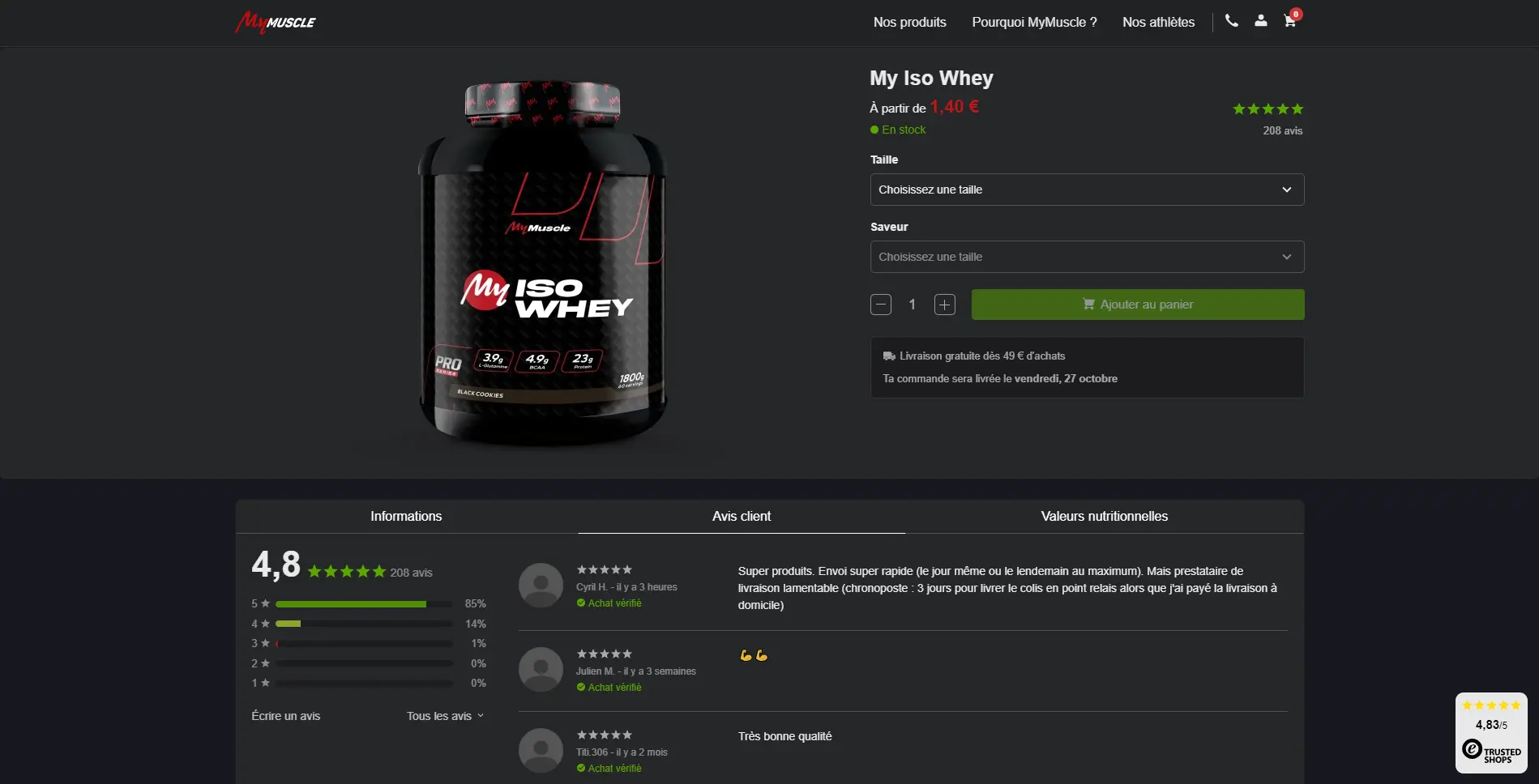 Product details page
