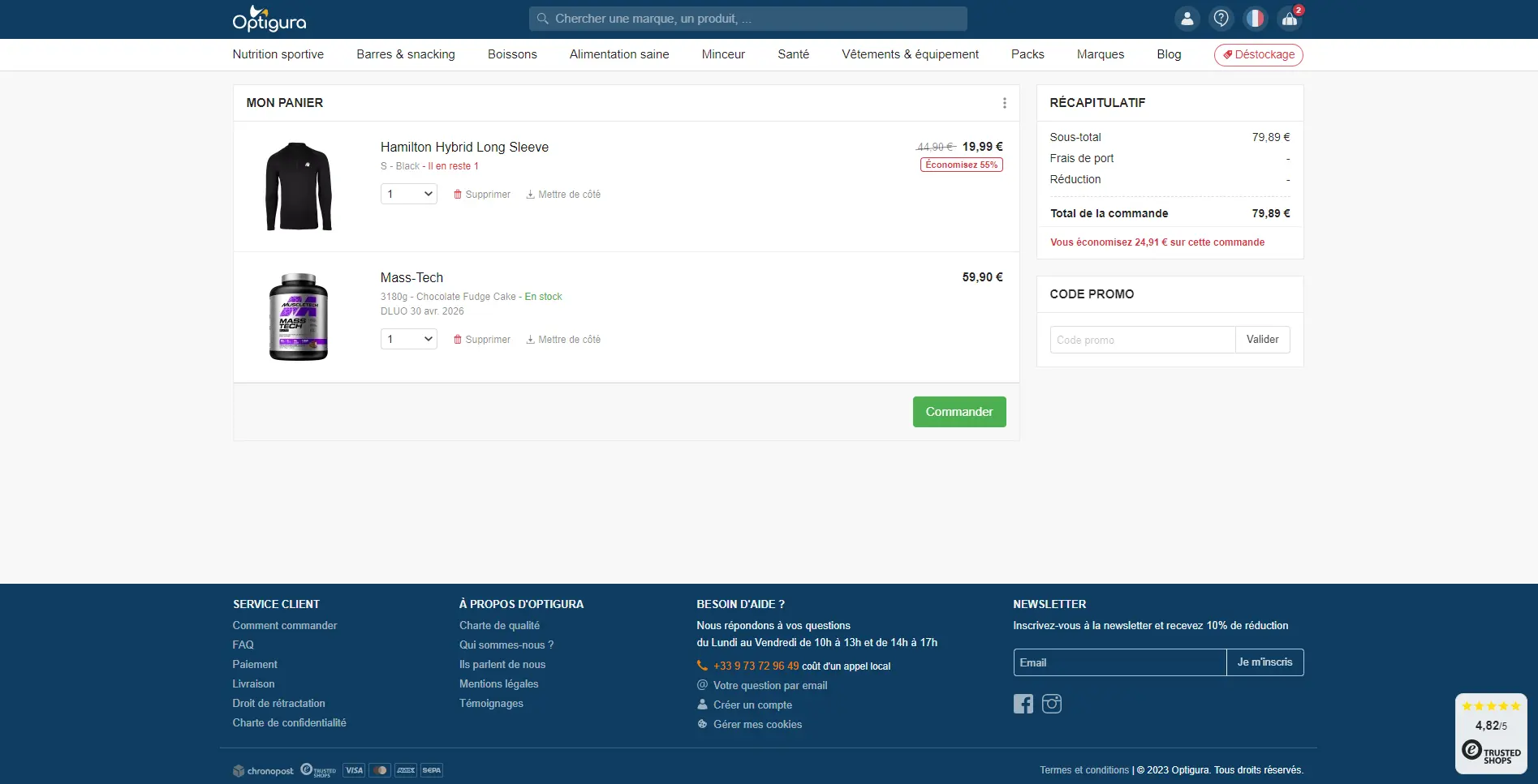 Cart page